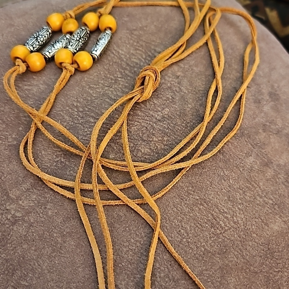 3/$30 Beaded Faux Suede Beaded Hippie Lariat Festival Waist Tie - Picture 4 of 7
